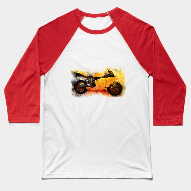 Yellow motorcycle Baseball T-Shirt by MSB